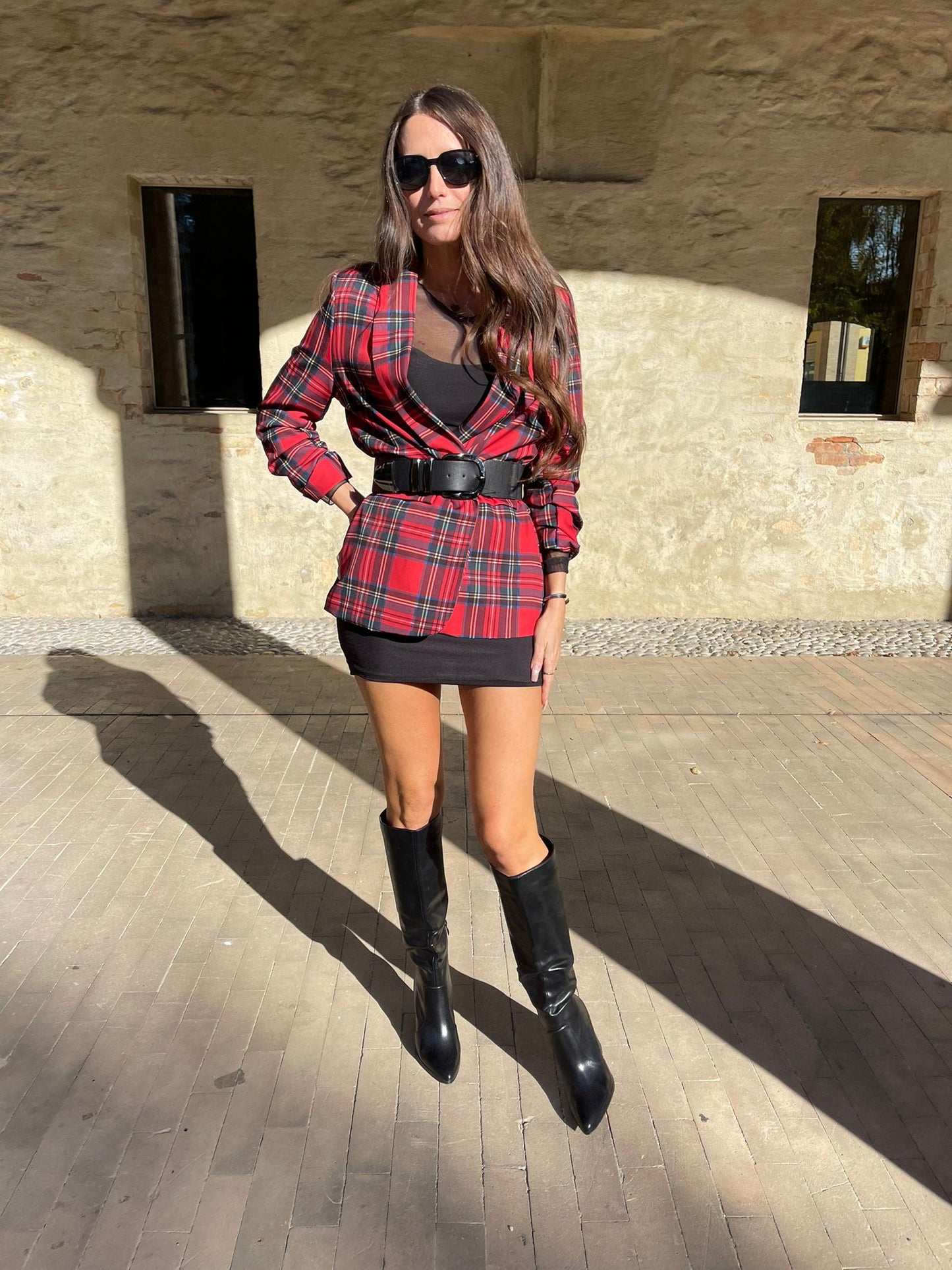 BLAZER TARTAN MANICA ARRICCIATA