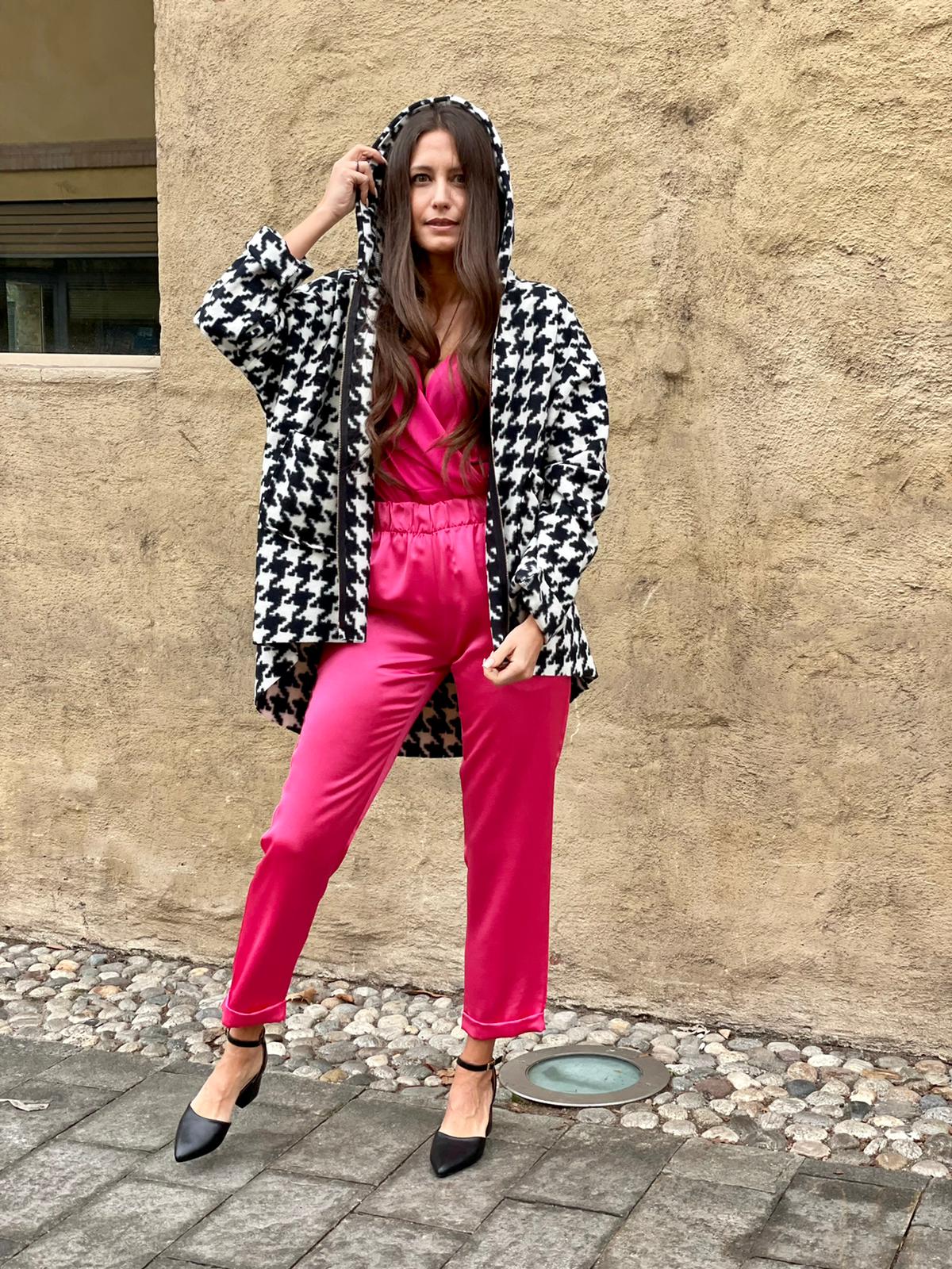 GIACCA CAPPUCCIO PIED DE POULE