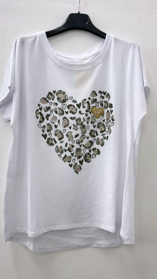 T-SHIRT LARGA CUORE MACULATO