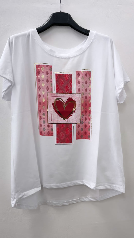 T-SHIRT LARGA CUORE ROSSO