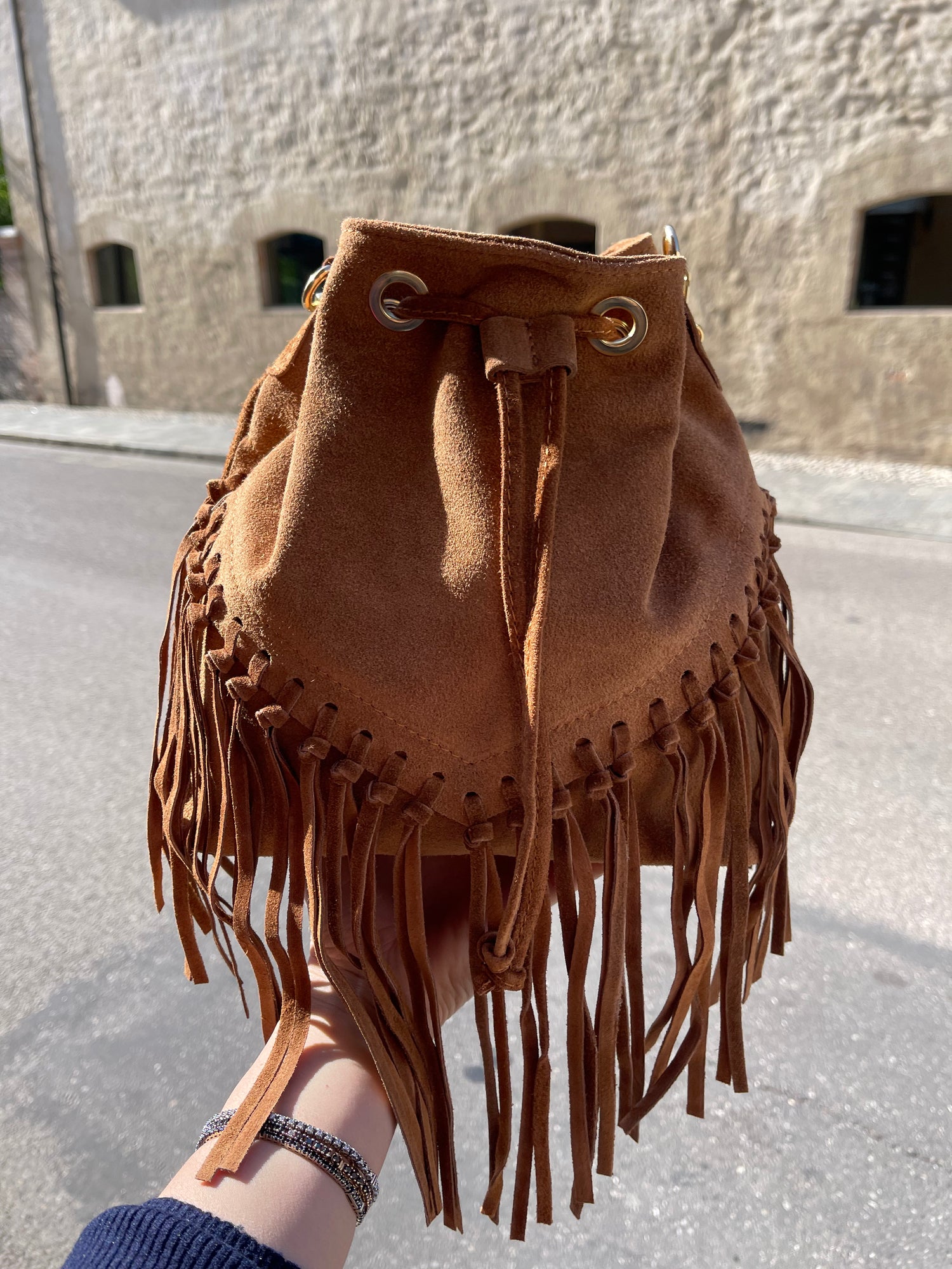 BORSA SECCHIELLO CON FRANGE