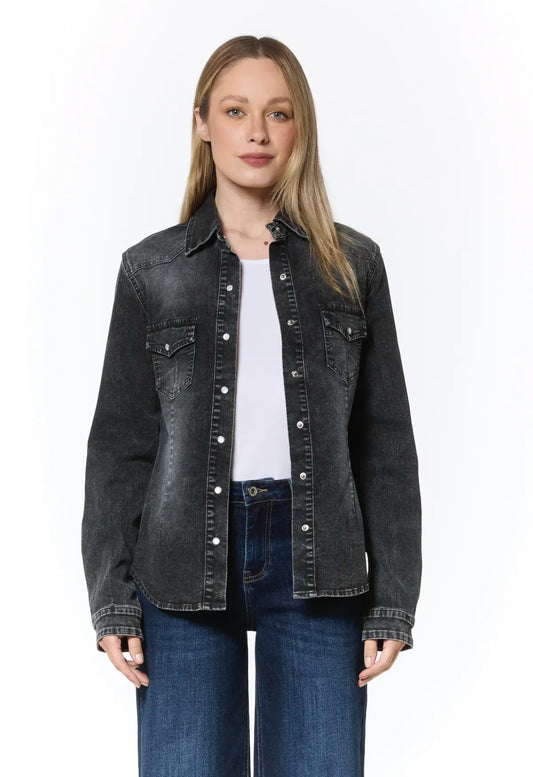 CAMICIA JEANS GRIGIO NERO