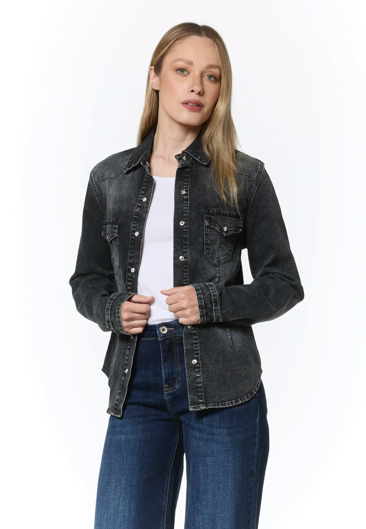 CAMICIA JEANS GRIGIO NERO