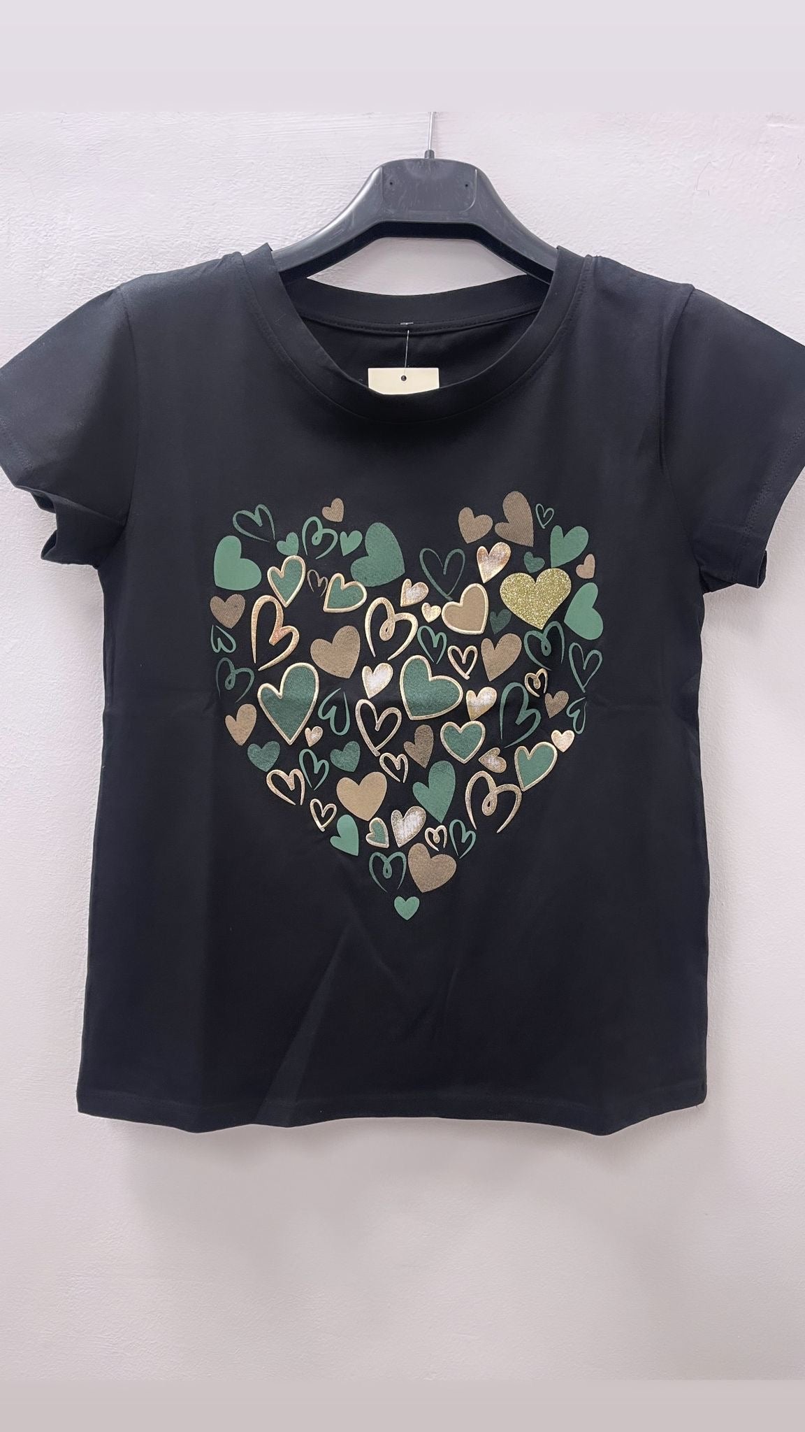 T SHIRT CUORI VERDI E ORO