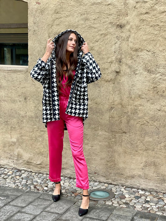 GIACCA CAPPUCCIO PIED DE POULE