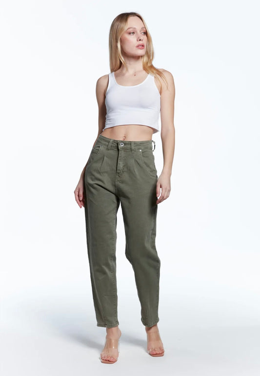 JEANS VERDE CON PENCES