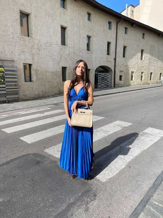 ABITINO IN RASO PLISSETTATO